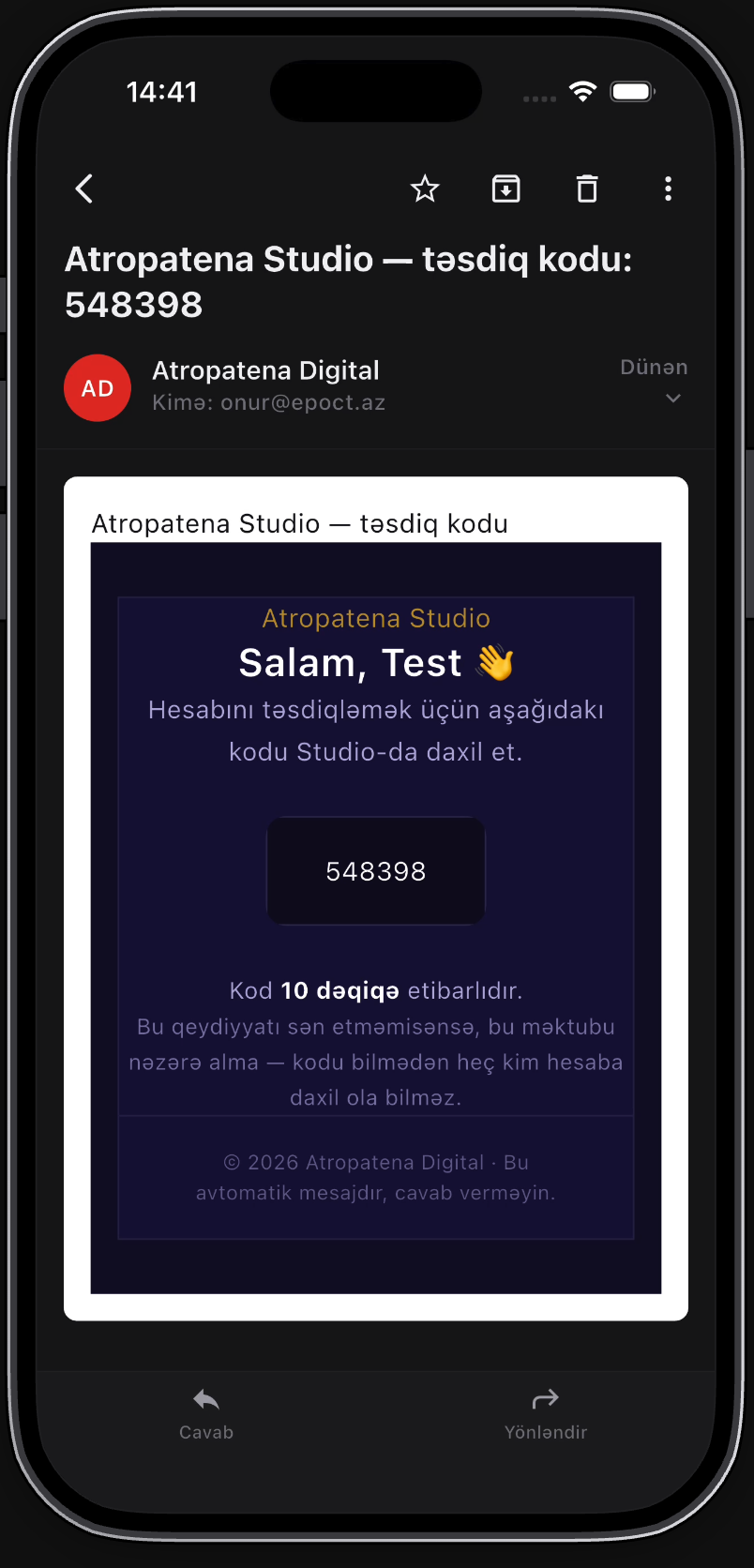 ePoct mobil tətbiqi, məktubun oxunması